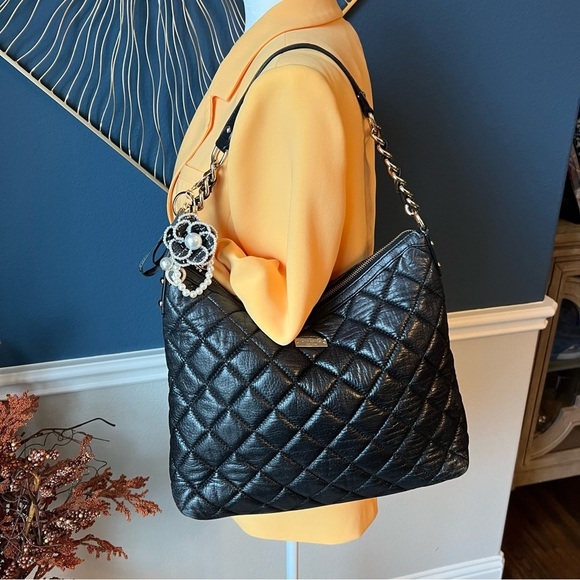 Kate Spade Maryanne Quilted Bag - Black Leather with Chain Details - Picture 3 of 11